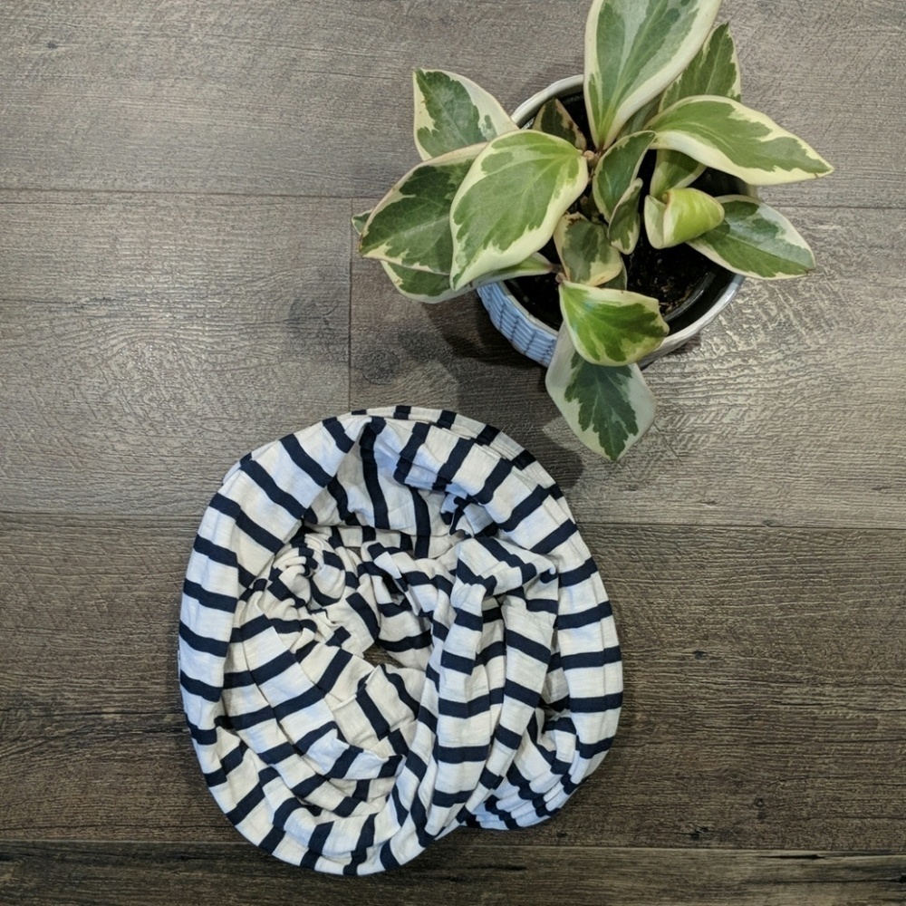 NWOT Splendid Navy Blue Infinity Striped Scarf